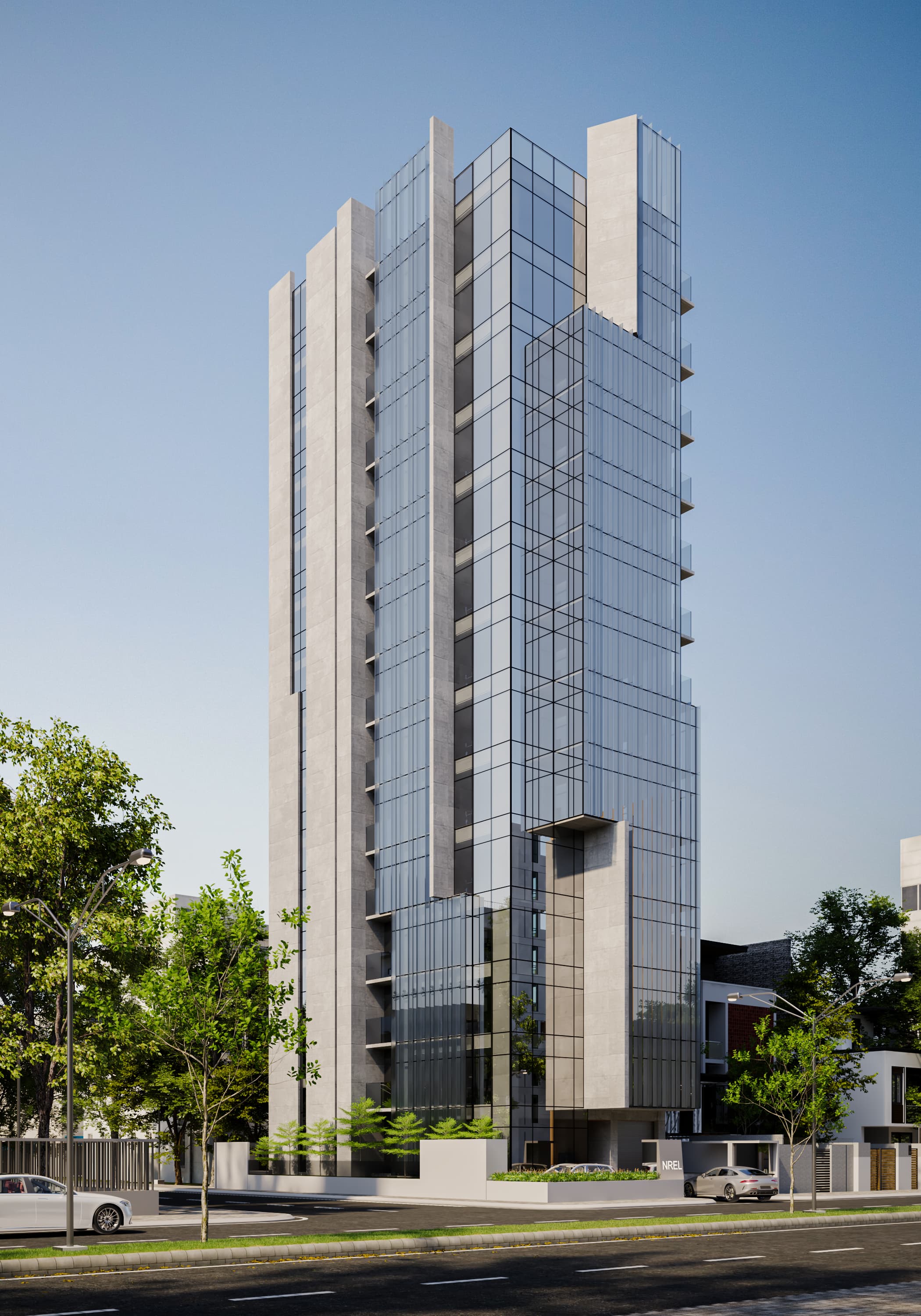 A modern residential tower listed on Navkey